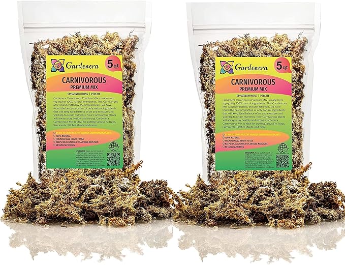 Sphagnum Moss Potting Mix for Carnivorous Plants - 10 Quart - Moss and Perlite Blend for Potting Venus Fly Traps, Sarracenia, Pitcher Plants (2 Bags of 5QT)