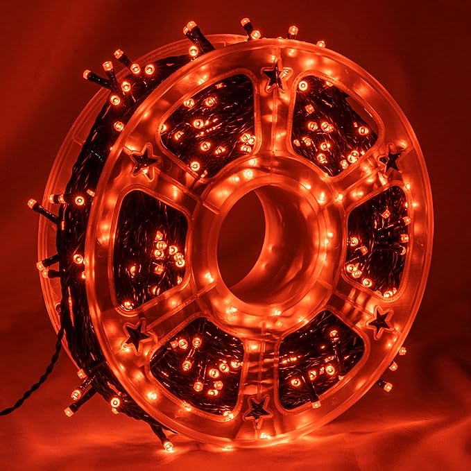 FUNPENY 164FT 500 LED Halloween Lights, 8 Modes Waterproof Plug in String Lights for Halloween Thanksgiving Indoor Outdoor Yard Party Wedding Garden Home Decorations (Orange)