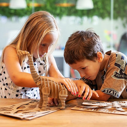 Cottify Dinosaur 3D Cardboard Puzzle - Fun 3D Puzzles for Adults & Kids, Easy to Assemble 3D Puzzle, Eco-Friendly, No Scissors or Glue Needed, Perfect Sustainable Gift (Brachiosaurus)