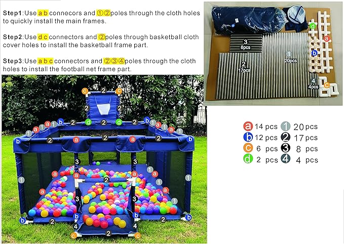 Gaorui Large Kids Baby Ball Pit - Portable Indoor Outdoor Baby Playpen Toddlers Children Safety Play Yard Fun Activities Popular Toys (Not Includes Balls) (Blue)