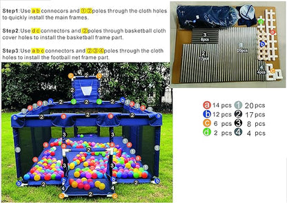 Gaorui Large Kids Baby Ball Pit - Portable Indoor Outdoor Baby Playpen Toddlers Children Safety Play Yard Fun Activities Popular Toys (Not Includes Balls) (Blue)