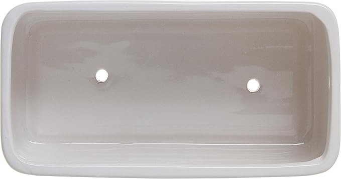MyGift 14 Inch Modern Unglazed White Ceramic Indoor Plant Pot with Drainage Hole, Rectangular Succulent Planter Window Box with Removable Saucer, White (10 inch - 2 Pack)