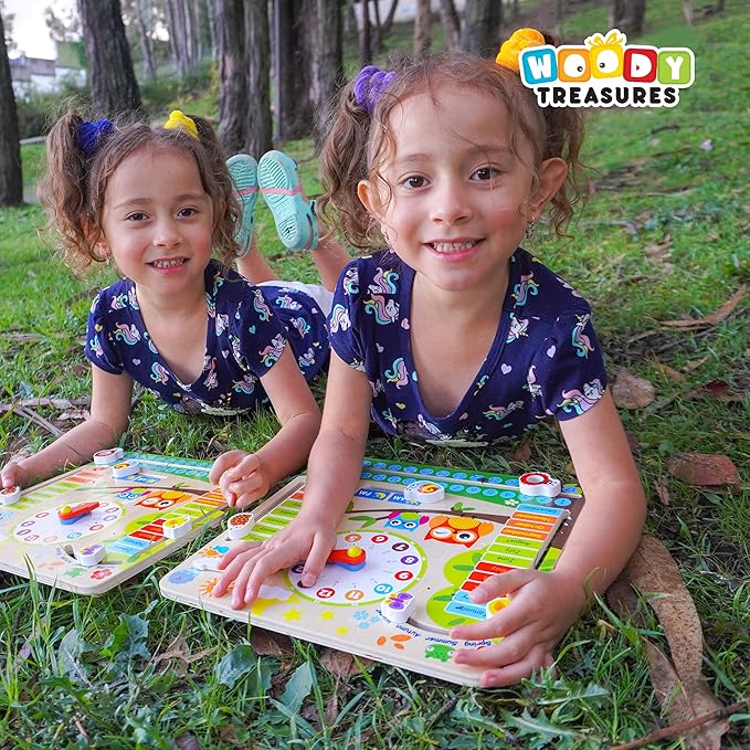 Montessori Wooden Toys Kids Clock - Wooden Toy for 3 Year Olds - Unique Learning Toy for Toddlers Learn About Seasons, Months, Days of Week, Time Telling - Educational and Fun