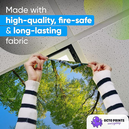 Fluorescent Light Covers for Ceiling Lights - 4 Seasons Magnetic Cover for Fluorescent Or LED Fixture - Must Haves Teacher Supplies - Classroom, Home, Office Cubicle Decor - Filters Overhead Lighting