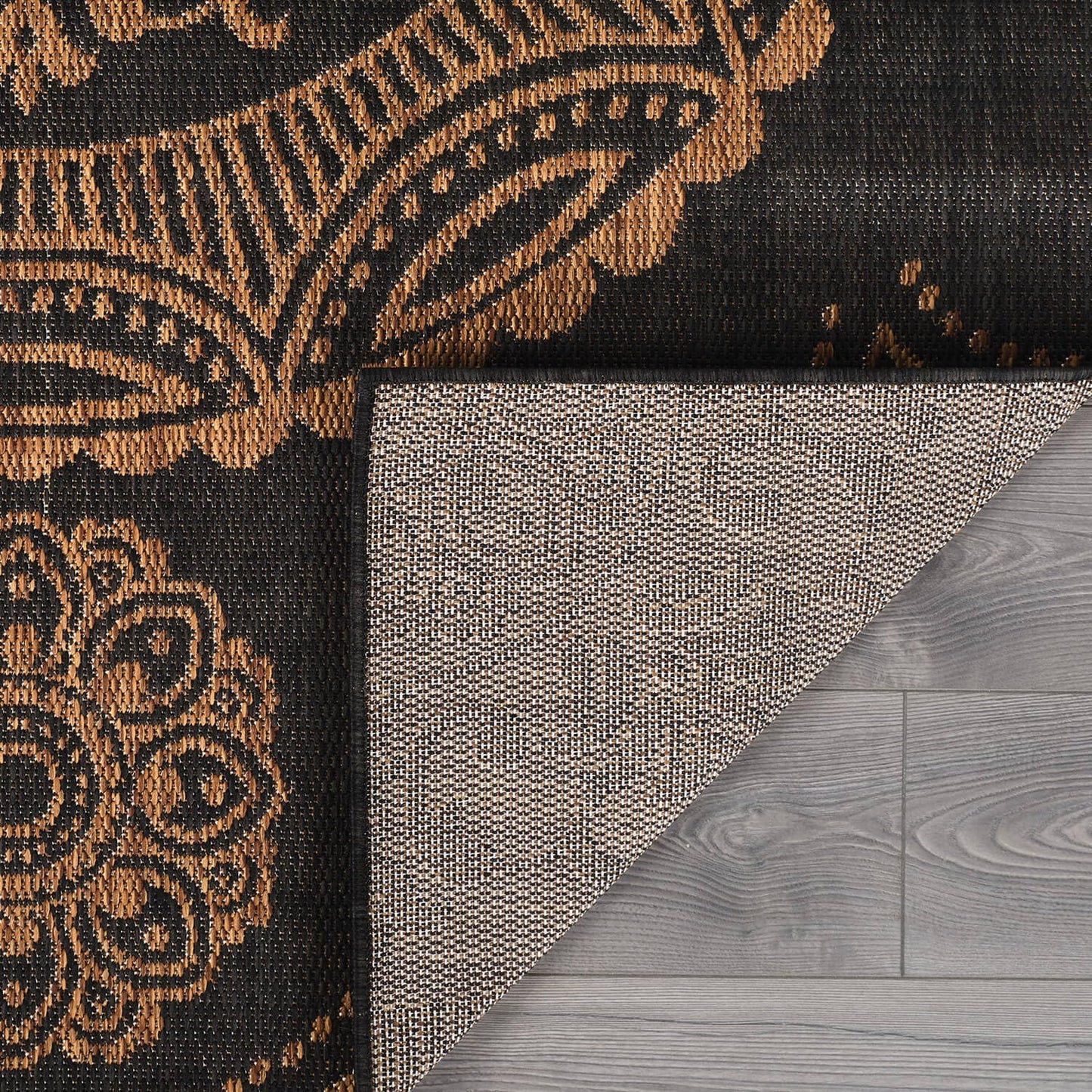 Medallion Outdoor Rug 9x12 Washable Outside Carpet for Indoor Patio Porch Waterproof Easy Cleaning Non Shedding Area Rugs Nut Brown 9 x 12