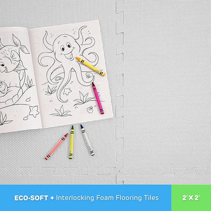 FlooringInc's 1/2" Soft Non-Toxic Baby Play Mat, Toddler Playmat, Colorful Puzzle PlayMat, Floor Mats for Kids & Babies, EVA Foam Interlocking Tiles for Nursery & Playroom | White, 78 Tiles, 312 Sq/Ft