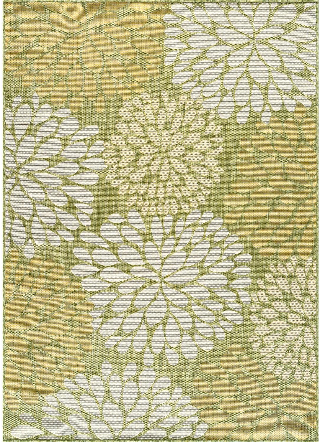 Beverly Rug Outdoor Rug 10x14 Modern Exotic Tropical Leaf Area Rugs for Indoor and Outdoor Patio Deck Porch Garden Water Resistant Washable Outside Carpet (10 x 14 Green)