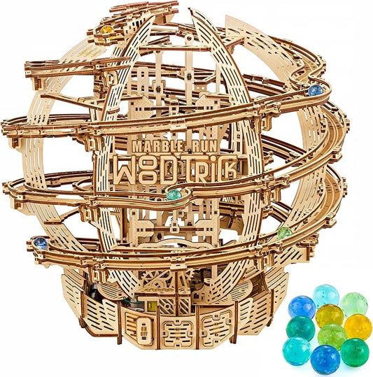 Wood Trick Wooden Marble Run Electric Motorized - 3D Wooden Puzzles for Adults to Build - 17x16 - Marble Maze Wooden Model Kits for Adults to Build