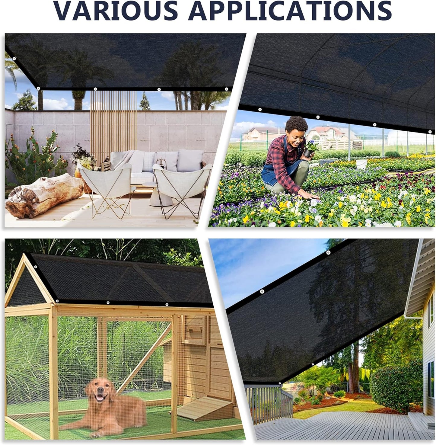 VICLLAX 90% Shade Cloth, 5x6FT Durable Black Mesh Trap with Every 3 FT Grommet, Sun Shade Fabric Netting for for Plants Cover, Greenhouse, Chicken Coop, Barn Kennel, Garden Patio