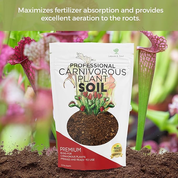 Professional Carnivorous Plant Soil | Large 2.2 Quarts Ready to Use for Venus Flytraps, Sundews, Pitcher Plants, Butterworts | Peat Moss, Coco Coir, Perlite, Dolomite | Made in USA