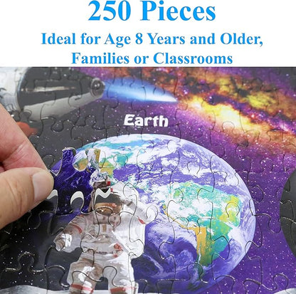 Think2Master Solar System & Space Exploration 250 Pieces Jigsaw Puzzle Fun Educational Toy for Kids 6-8 8-10 10-12, School & Families. Great Gift for Boys & Girls Ages 8+ for Learning. 14.2” X 19.3”