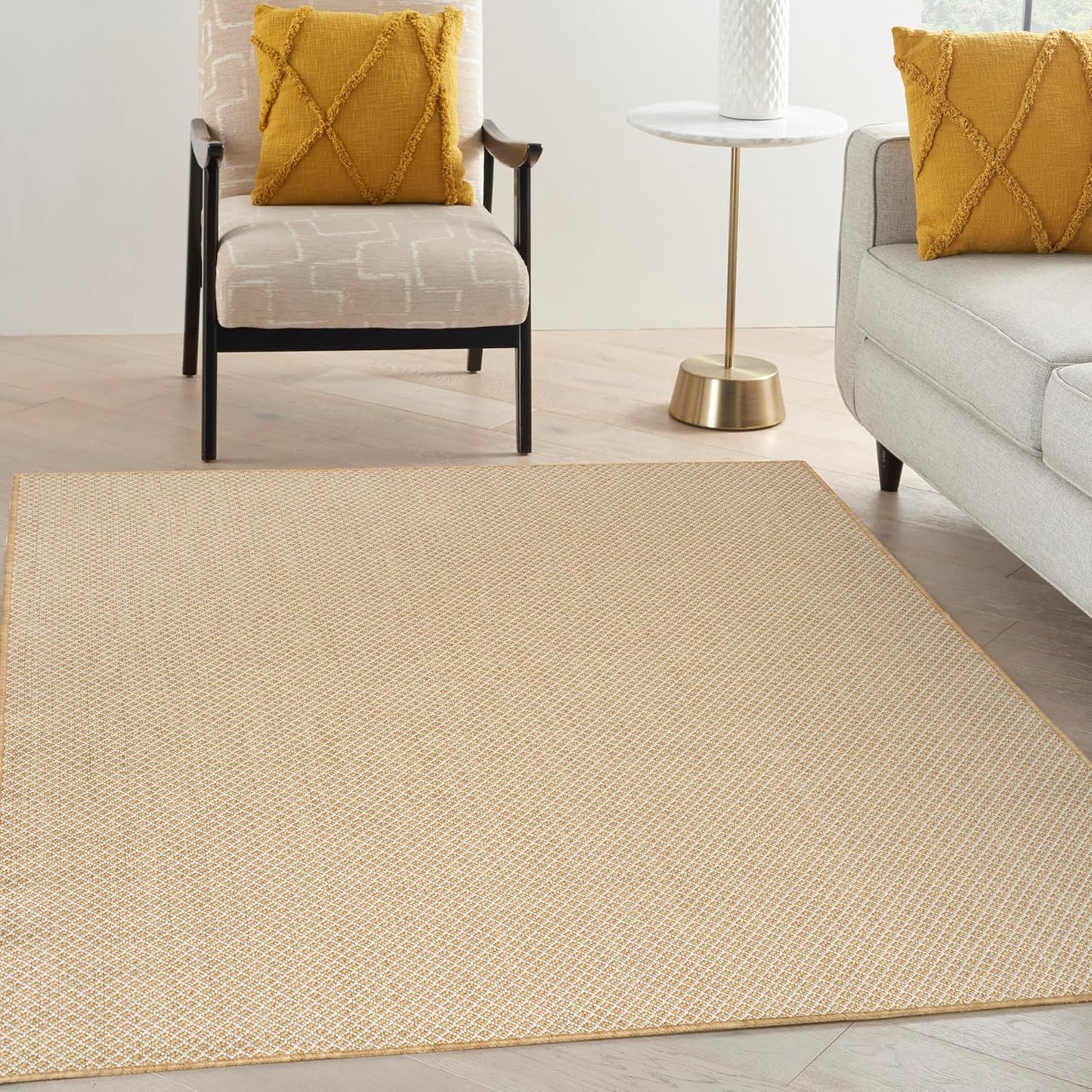 Nourison Home Courtyard Jute Ivory 4' x 6' Area Rug - Easy Clean, Non Shedding, Bed Room, Living Room, Dining Room, Kitchen (4' x 6')