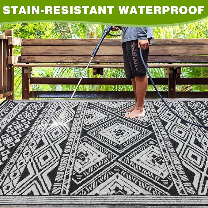 Outdoor Rug 8x10 ft Waterproof, Reversible Outdoor Plastic Straw Rug for Patios Clearance, Outdoor Area Rug Carpet RV Mat for Camping Backyard Deck Porch