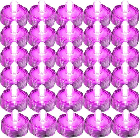 Bright LED Floral Tea Light Vase Submersible Lights for Party Wedding (Pink, 30 Pack)