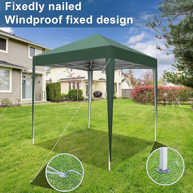 Outvita 6.5x6.5ft Pop Up Canopy Tent, Outdoor Instant Shelter Folding Canopy with Carry Bag for Commercial Events, Party, Backyard BBQ, Camping Green