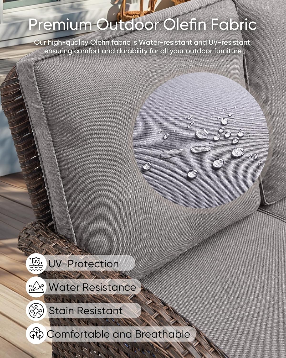 HUMMUH 7-Piece Patio Furniture Set with Fire Pit,Wicker Patio Sofa Set Outdoor Swivel Rocking Chairs with Ottomans for Backyard,Poolside,Deck