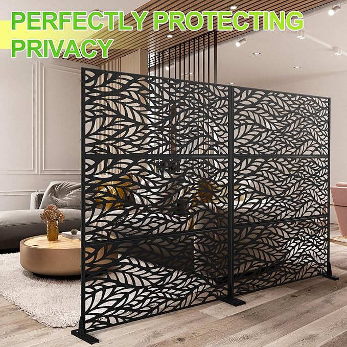 Outdoor Privacy Screen,72" H×47" W Metal Privacy Screen, Freestanding Privacy Fence Panels for Patio
