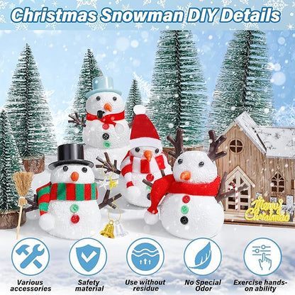 60 Pack Snowman Kit, Christmas Crafts for Kids DIY Kit Bulk, Build a Snowman Set Indoor Decor, Christmas Creative Air Dry Modeling Clay, Xmas Activities Family School Party Snowman Making Supplies