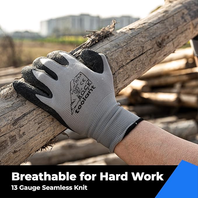 toolant Crinkle Latex Work Gloves Bulk, Rubber Coated Safety Work Gloves for Men and Women, 120 Pairs for Construction, Gardening, Warehouse (Gray, Large)