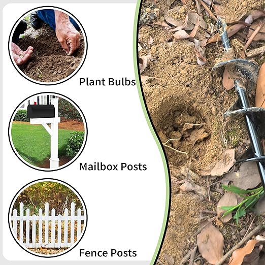 TCBWFY Auger Drill Bit for Planting 3.5"x16",Extended Length Garden Auger Spiral Drill Bit for Planting Bulbs Flowers,Planting Auger for Drill Post Hole Digger for 3/8”Hex