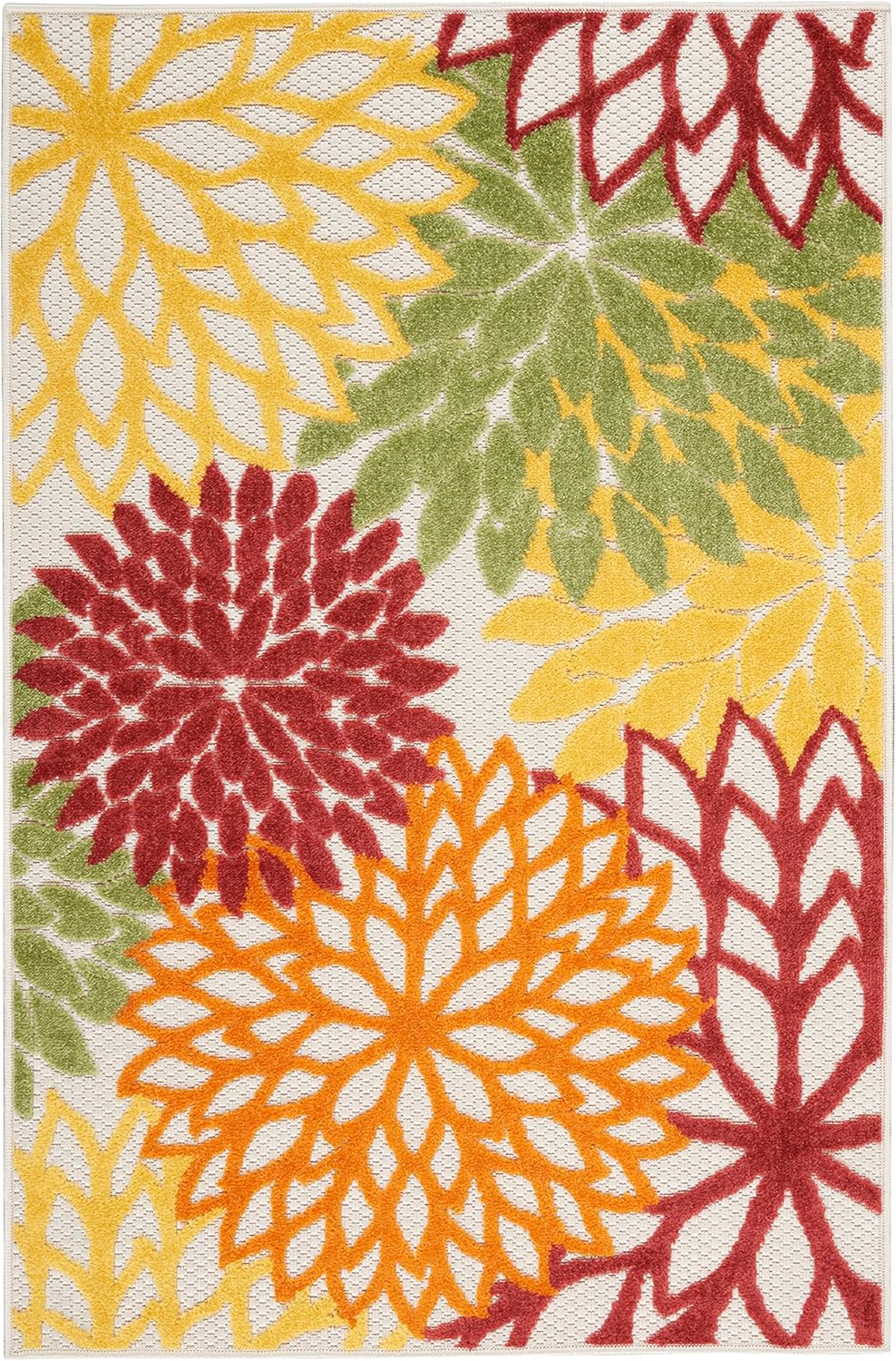 Nourison Home Aloha 3' x 5' Red Multicolored Fabric Tropical Area Rug (3' x 5')