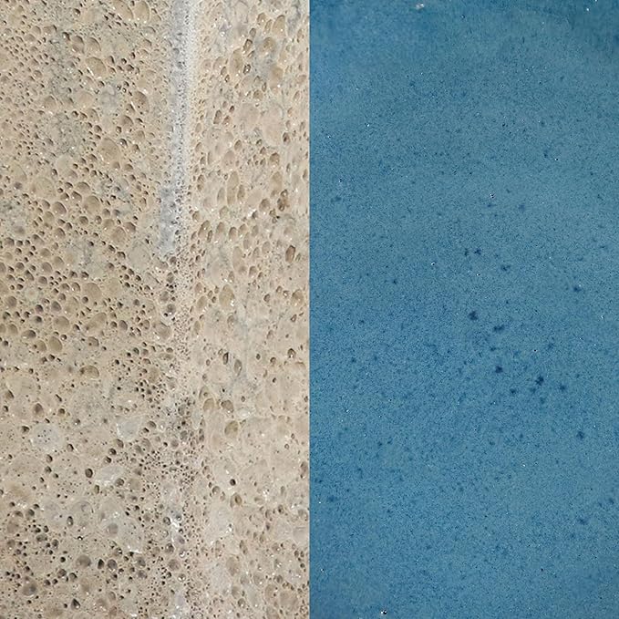 Sunnydaze Ceramic Bird Bath for Outside - 16" H - UV- and Frost-Resistant - Pedestal Bird Bath - Blue Glazed Bowl - White Lava Finish