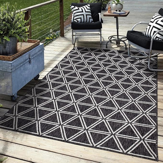 Keen Home Design Outdoor Rug - 5x8 Washable Indoor/Outdoor Rug for Patio, Balcony, Kitchen, Garden, Beach, Deck and Porch. Size: 5'3" x 7'7"