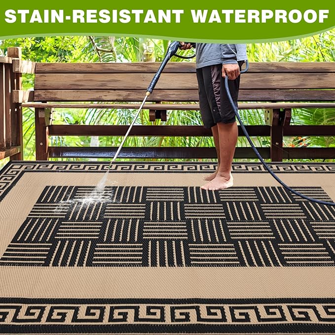 Outdoor Rug 5x8 ft Waterproof, Reversible Outdoor Plastic Straw Rug for Patios Clearance, Outdoor Area Rug Carpet RV Mat for Camping Backyard Deck Porch