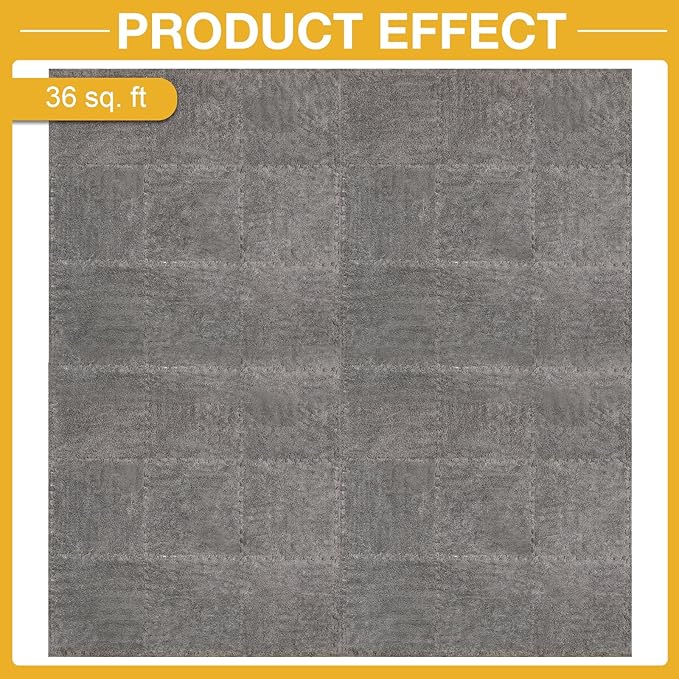 36 Pcs Plush Interlocking Carpet Tiles, Non-Toxic Shaggy Foam Carpet Tiles for Toddler Baby, Machine-Washable, Anti-Slip, EVA Foam Interlocking Tiles for Floor, Nursery, Playroom, Grey