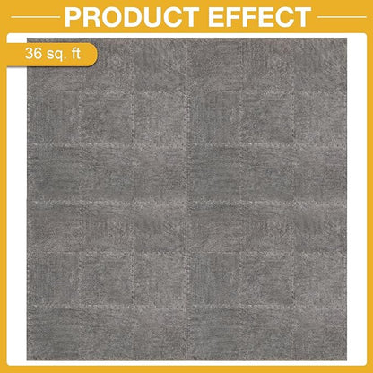 36 Pcs Plush Interlocking Carpet Tiles, Non-Toxic Shaggy Foam Carpet Tiles for Toddler Baby, Machine-Washable, Anti-Slip, EVA Foam Interlocking Tiles for Floor, Nursery, Playroom, Grey