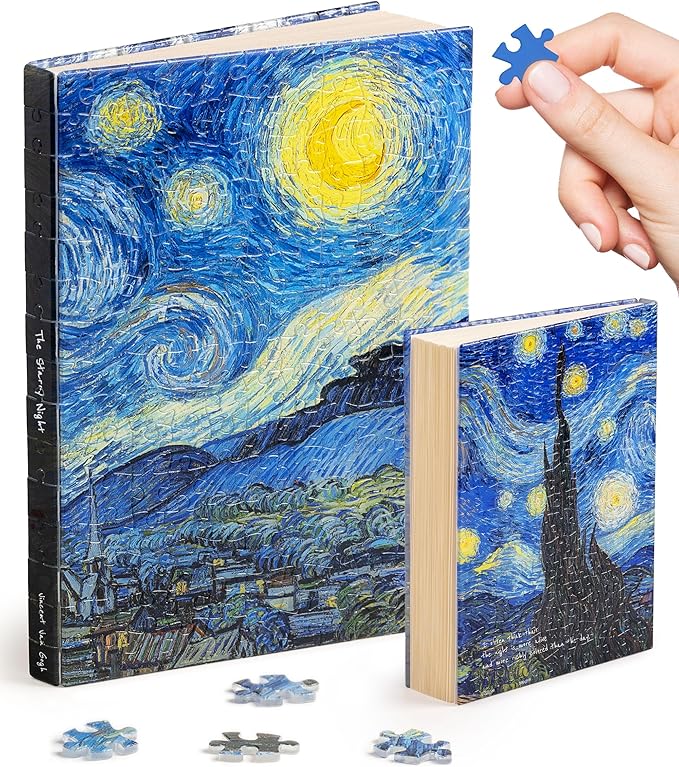 PieceRelax A5 Puzzle Journal 329 Plastic Pieces for Adults - Van Gogh - The Starry Night - Book Cover & Notebook, Unique Puzzle Gift, Jigsaw Artwork [YA1063]
