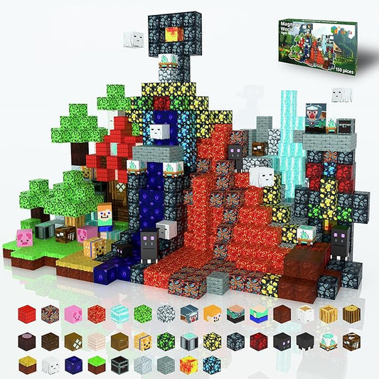 Magnetic Blocks丨150PCS Magnetic Building Blocks for Kids Ages 4-8 丨STEM Sensory Construction Stacking Travel Toys with Magnatiles Cubes Gifts for Boys Girls 3 4 5 6 7 8-12 Years