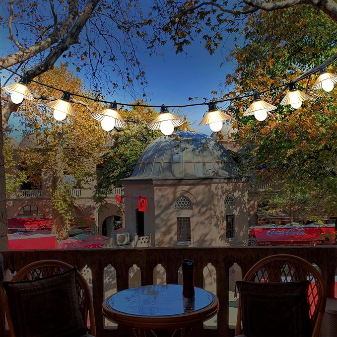 Outdoor LED String Lights 16.4 ft Waterproof Connectable Patio Lights with 10 Bulbs for Backyard Porch Garden Home Holiday Indoor Decoration (Warm White)