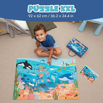 BONNYCO Giant Floor Puzzles for Kids of Sea Animals with 48 Large Pieces. Jumbo Puzzle 36.2 x 24.4 in, Gifts for Boys and Girls, Educational Kids Toys Ages 2-8