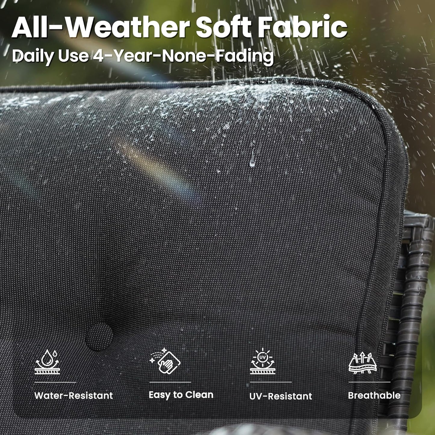 ovios 5 Pieces Patio Furniture Set, Outdoor Wicker Sofa with Swivel Chairs, Coffee Table, All Weather High Back Rattan Loveseat Couch with Comfy Cushions, Black