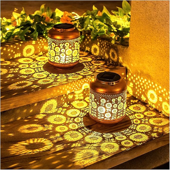 Sunflower Solar Lanterns Outdoor Waterproof Hanging Solar Lights Sunflower Gifts for Women Men Mom Metal Decorative LED Outdoor Lanterns for Patio,Lawn,Landscape, Garden Decor, Yard Decoration