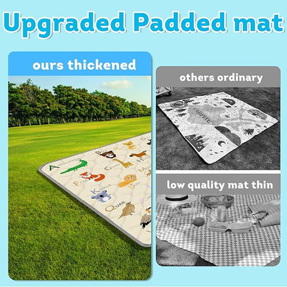 Baby Play Mat，Thick Soft 47" X 47" Playpen mat, Non-Slip and Machine Washable Baby Play Mats for Floor，Crawling Mat for Babies, Toddlers & Infants to Play and Learn (Beige Animal)