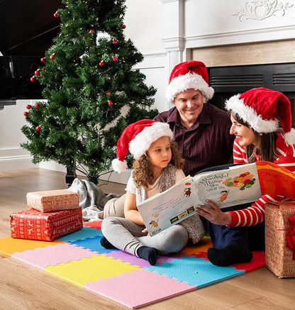 TOYVELT Foam Puzzle Floor Mat for Kids 12x12-16 Interlocking Play Mat Tiles with Color & Shapes - Educational Large Puzzle Foam Floor Tiles for Crawling, Exercise, Playroom, Play Area