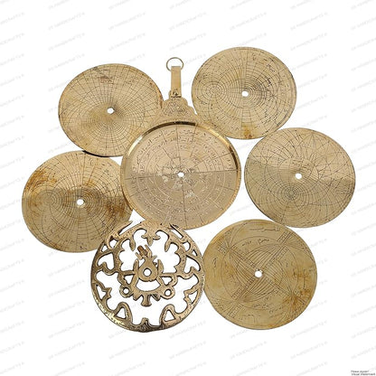 10.5" Hanging Brass Arabic Astrolabe Globe – Maritime Navigational & Astrological Calendar Replica | Handcrafted Brass Nautical Decor & Historical Collectible
