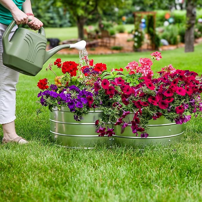 Sunnydaze Galvanized Raised Garden Bed - Metal Raised Bed for Gardening - Outdoor Planter Box for Flowers, Plants, and Vegetables - Silver - 12” H Clover