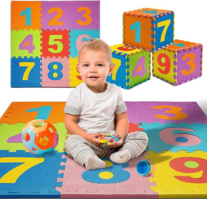 TOYVELT Foam Play Mat for Baby Kids 12x12-10 Interlocking Foam Puzzle Floor Mat Tiles EVA Non Toxic for Crawling, Exercise, Playroom, Play Area, Baby Nursery - Numbers