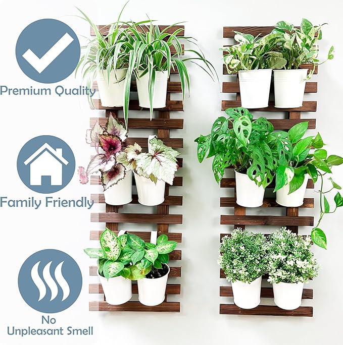 ShopLaLa Wall Planter - Wooden Hanging Planter for Indoor Plants, Plant Stand, Air Plant Succulent Holder, Vertical Garden. Large Wall Decor for Living Room, Room Decor for Teens, 90cm (35.4")