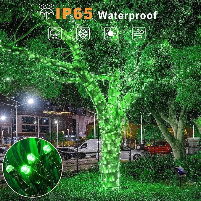 2 Pack Solar String Lights for Outside, Each 40Ft 120 LED Solar Lights Outdoor, 8 Modes Waterproof Solar Powered Twinkle Light for Backyard Patio Tree Party Garden Wedding Decoration, Green