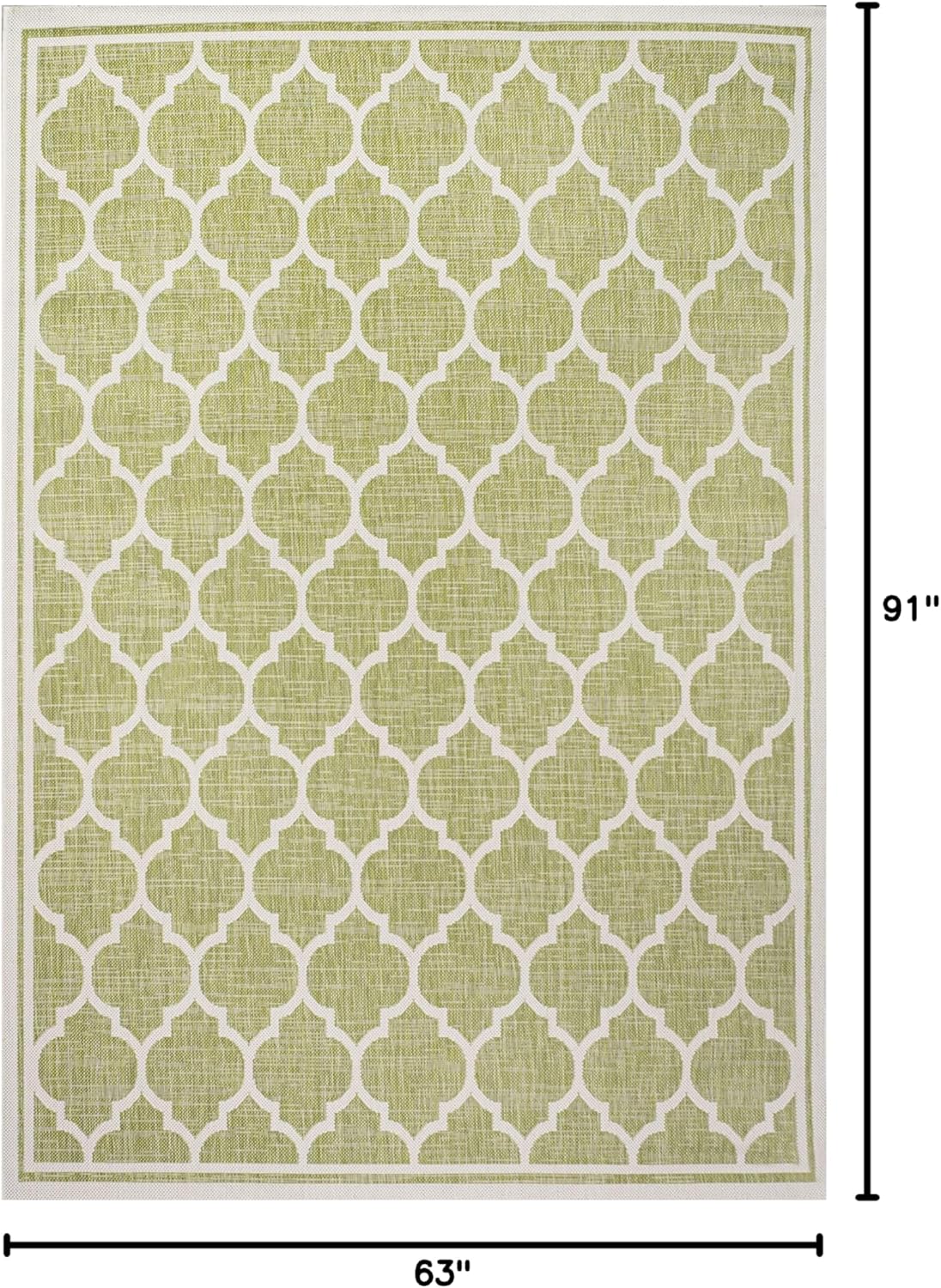 Eyely BMS109G-5 Santa Monica Trebol Moroccan Trellis Textured Weave Indoor/Outdoor Area Rug Coastal;Bohemian, Bedroom, Backyard, Patio, Easy-Cleaning, Non-Shedding, 5 X 8, Green/Cream