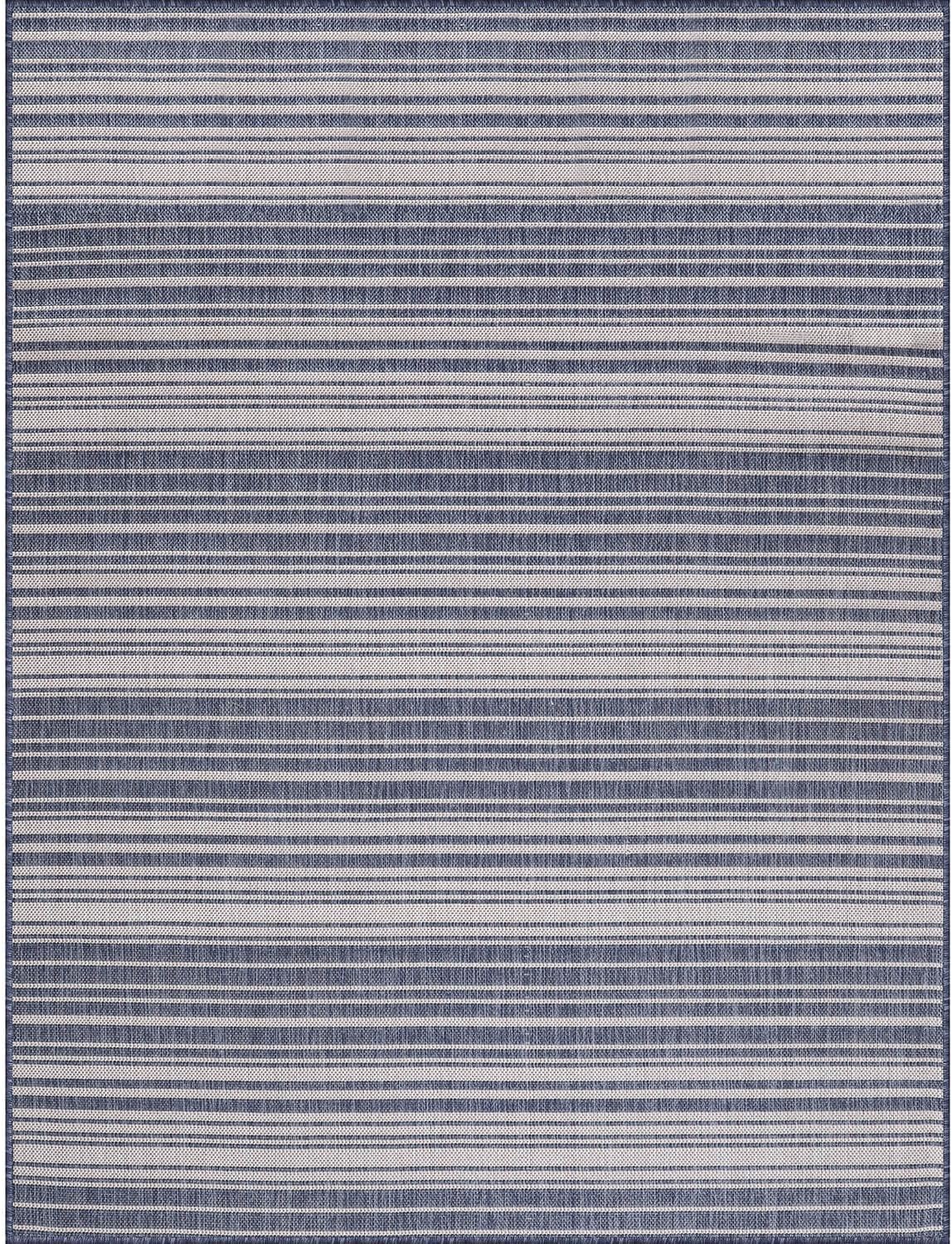 Stripe Outdoor Rug 10x14 Washable Outside Carpet for Indoor Patio Porch Waterproof Easy Cleaning Non Shedding Area Rugs Blue 10 x 14