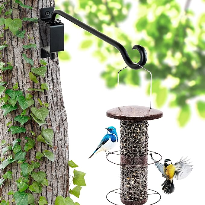 Qiang Ni Swivel Plant Hanger Bracket: Bird Feeder Hanger for Outdoor Wall Mount (12 - B-2pcs, 12 Inch)