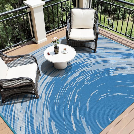 COCOER Modern Outdoor Rug 9x12 Reversible-Waterproof Outdoor Patio Rug-Quick Dry Outdoor Area Rugs Indoor Outdoor Rugs-Outside Rug Patio Decor for Porch Deck Balcony Backyard