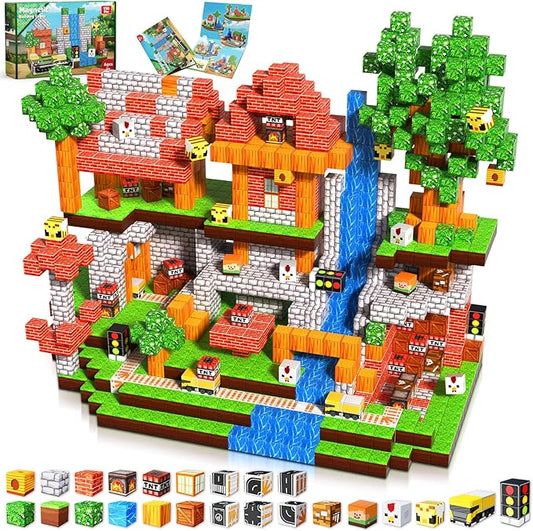 Magnetic Blocks - 150PCS Magnetic Building Blocks Road Forest Magnetic Cubes - Magnetic Toys for Montessori Toddler Birthday Gifts -STEM Sensory Construction Toys for Kids Ages 3+ for Boy & Girl
