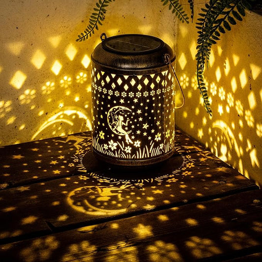 Solar Lanterns Outdoor Hanging Waterproof,2Pack Fairy Garden Decor Gifts for Women Mom, Solar Lights Metal Fall Decoration Outside for Yard, Patio,Garden,Backyard,Porch