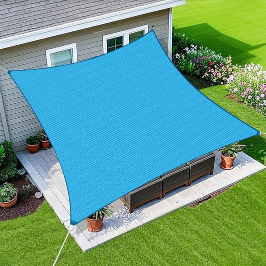 Amagenix Sun Shade Sail 5'X10' Curved Edge Outdoor Shade Canopy Turquoise Mixed Breathable 95% UV Block Shade Cloth for Patio Garden Backyard (We Make Custom Size)